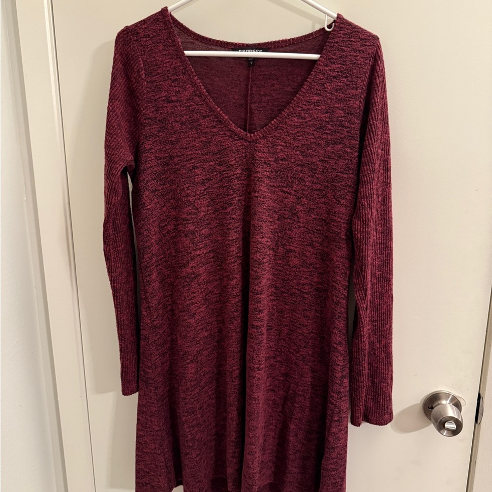 Maroon Marbled Sweater Dress from Express